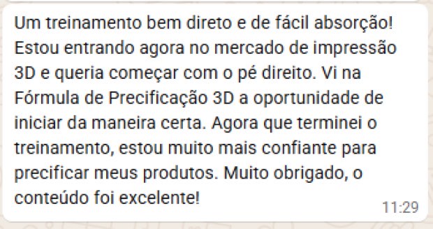 Depoimento de iniciante que ganhou confiança para precificar