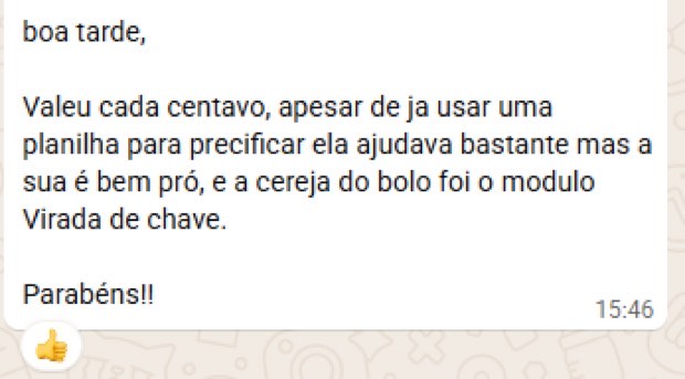 Depoimento comparando a Fórmula com uma planilha anterior