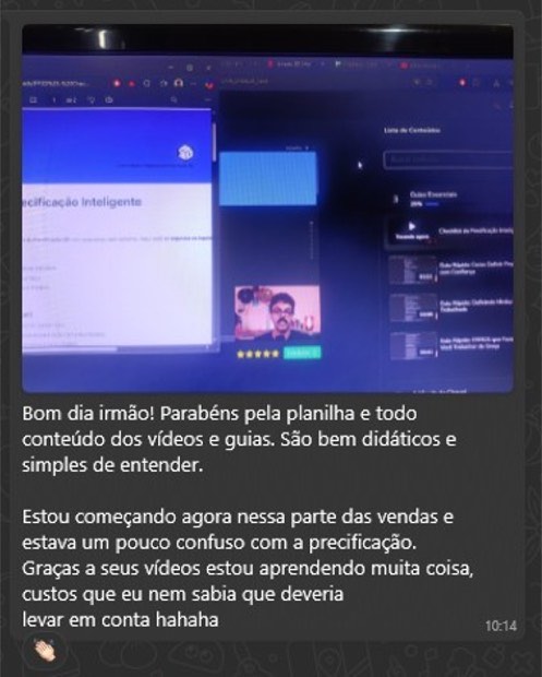 Depoimento sobre enxergar custos antes desconhecidos