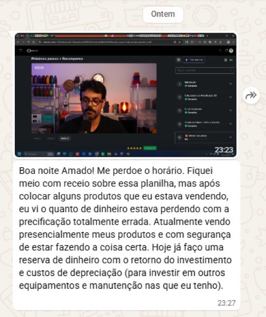 Depoimento sobre recuperar perdas de uma precificação errada